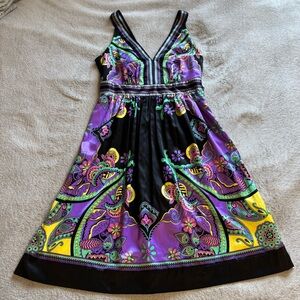 Beige by eci Purple and Black Midi Dress